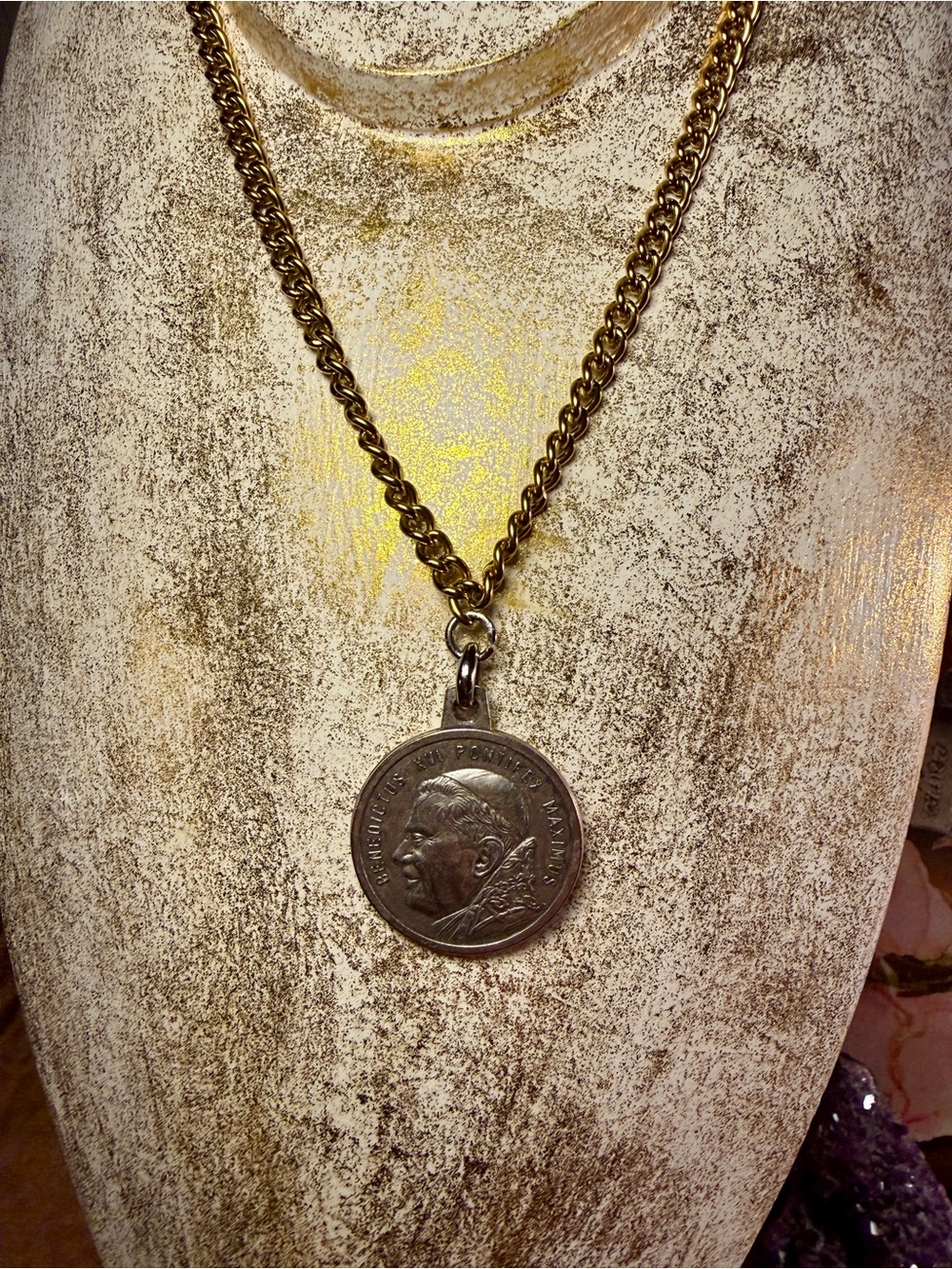 Gold Chain Necklace with Coin Pendant